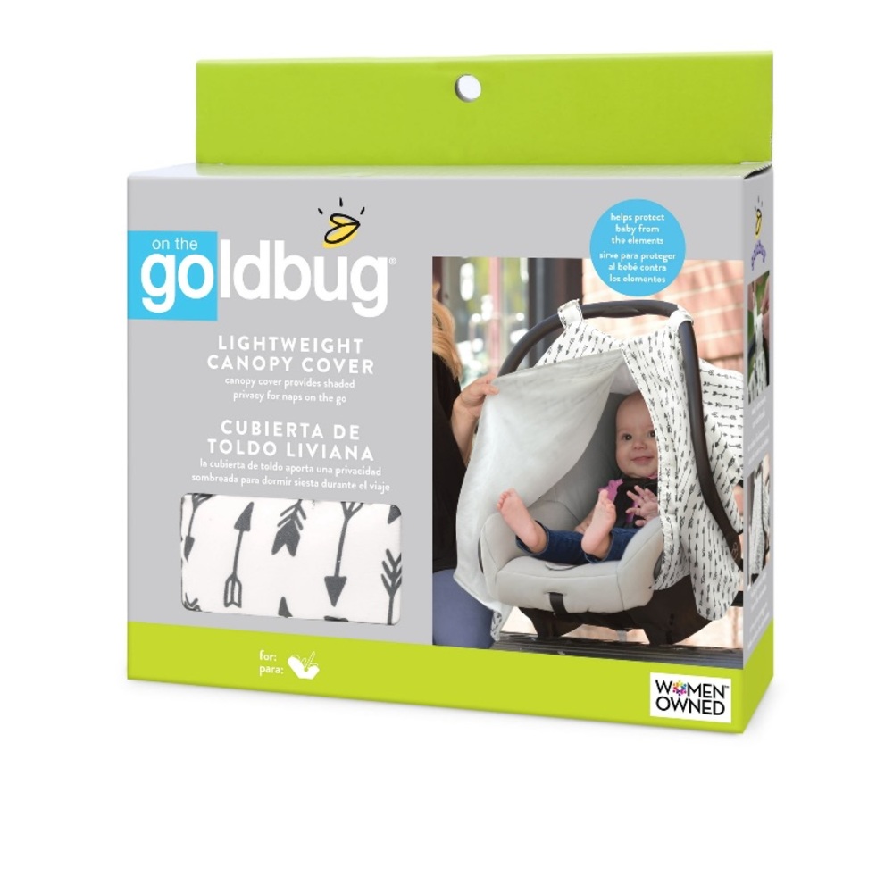 Goldbug lightweight canopy cover for carseat.